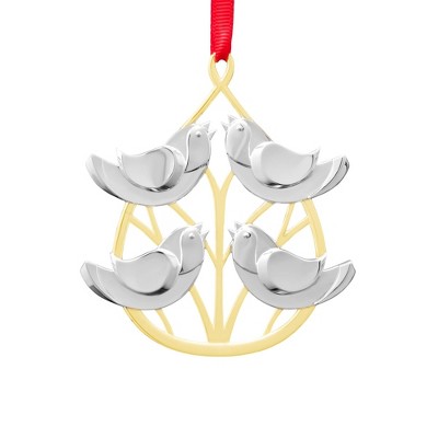Nambe Twelve Days of Christmas Ornament Four Calling Birds, Made of Silver and Gold Plate