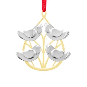 Nambe Twelve Days of Christmas Ornament Four Calling Birds, Made of Silver and Gold Plate - 1 of 4