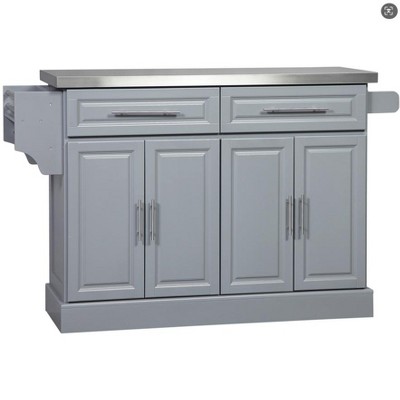 NicBex 2 Drawer Kitchen Island Cart with 2-Door Cabinet,Kitchen Island with Rack and Metal Handles,Modern Kitchen Table,Island Table for Kitchen
