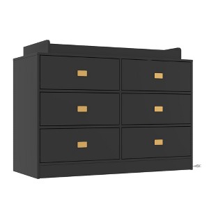 6-Drawer Baby Changing Dresser w/ Power Outlets, Nursery Dresser w/ Removable Changing Top&Pad, MDF Wood Baby Organizer - 1 of 4