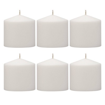 6pk Pillar Candles White - Stonebriar Collection
