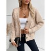 Women's Cable Knit Open Front Button Down Cardigan Sweater Long Sleeve Chunky Fall Sweater Outwear - 4 of 4