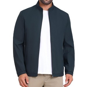 INSPIRE CHIC Men's Lined Stand Collar Full Zip Up Lined Formal Golf Jacket - 1 of 4