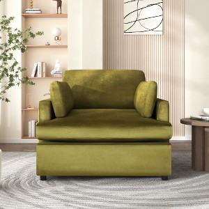 Lyngins Oversized Lounge Accent Chair with Armrest Cushions, Living Room Sofa Chair with Trendy T-Shaped Seat Cushion, Neutral Style Reading Chair - 1 of 4