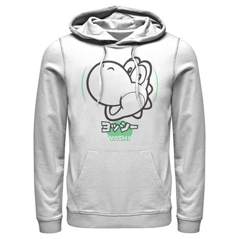 Men's Nintendo Super Mario Yoshi Kanji Pull Over Hoodie - White