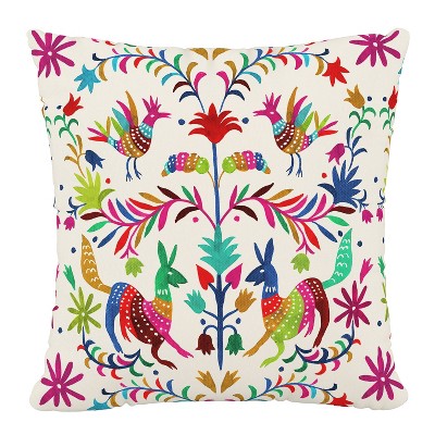 18"x18" Skyline Furniture Square Outdoor Throw Pillow Otomi Multi: Botanical Pattern, Zipper Closure, Polyester Fiber Fill
