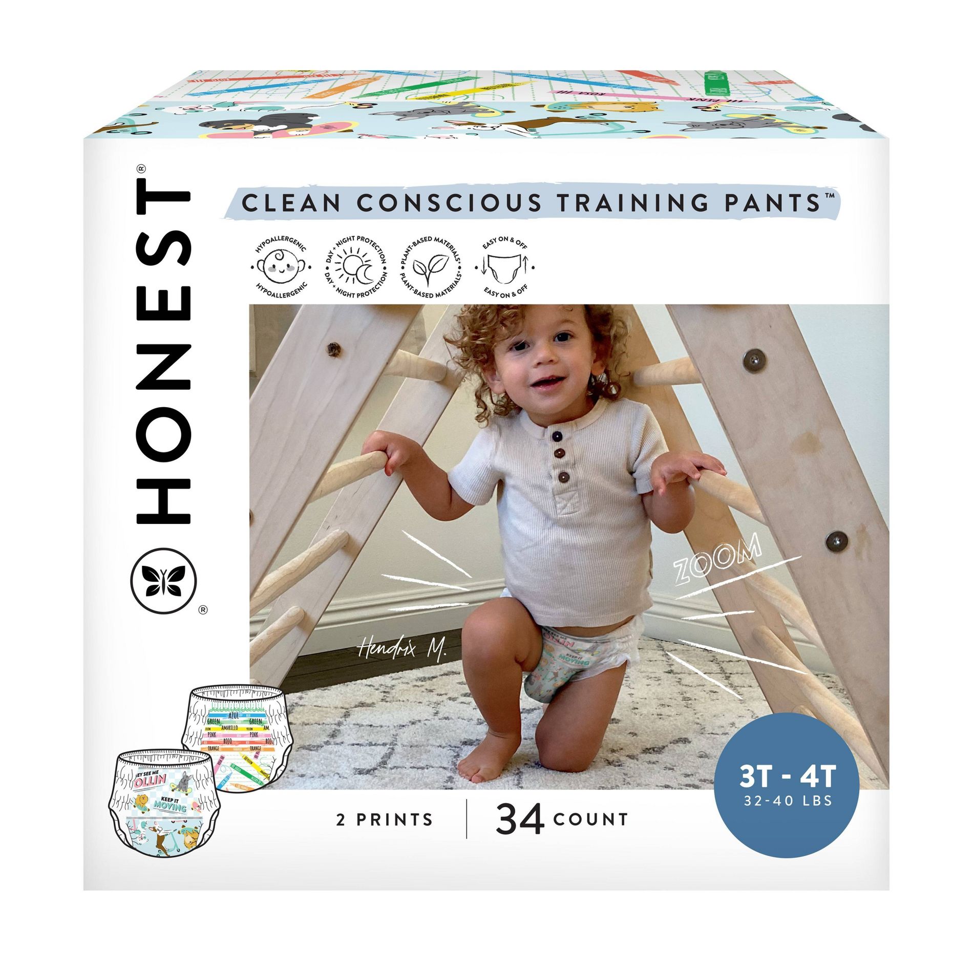 The Honest Company Clean Conscious Training Pants- Size 3T/4T - 34ct: Hypoallergenic, Non-Toxic, Latex-Free