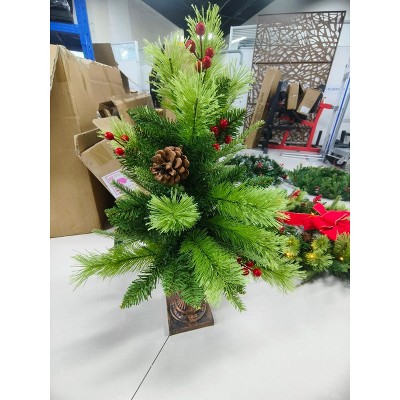 2FT Artificial Christmas Tree with 40 Warm White LED Lights, 8 Lighting Modes, Suitable for Home Office Party Holiday Decoration, Easy to Install
