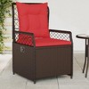 vidaXL Reclining Patio Chairs - Brown Poly Rattan Loungers with Red Cushions - 2 of 4