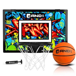 AND1 Over the Door Mini Basketball Hoop: 18x12 Shatterproof Backboard, 1 Mini Basketball & Inflation Pump - Ultimate Indoor Accessory - 1 of 4