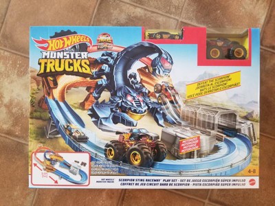 Hot Wheels Monster Trucks Scorpion String Raceway Track Set with 1 Toy  Monster Truck & 1 Car 