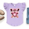 Valentine Raccoon With Bubblegum - Flutter Sleeve Graphic T-Shirt - 2 of 4