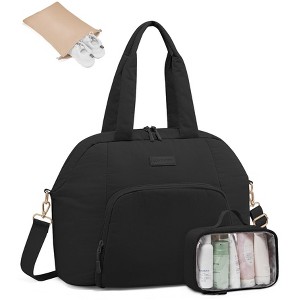 Generic Gym Bag 3Pcs Puffer Duffle Bag Carry on Weekender Tote for Personal Item Black Large - 1 of 4