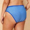 Women's Ribbed Textured Mid-Rise High Leg Cheeky Bikini Bottom - Wild Fable™ Blue/White Striped - 2 of 3