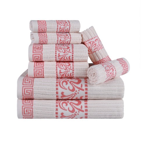 Coral and white online bath towels