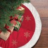 Old World Christmas Red Embroidered Christmas Tree Skirt, Snowflakes with Faux Fur Trim, 48in - 3 of 3
