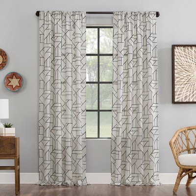 Gray Embroidered Cotton Grommet Top Curtains Set of 2 - World Market