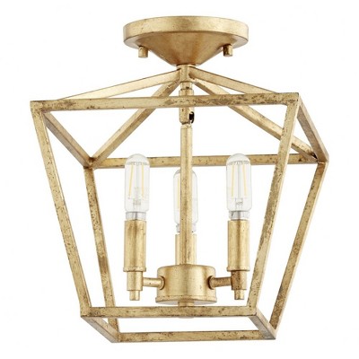 Quorum Lighting Gabriel 3-Light Ceiling Mount, Gold Leaf, 10.25W, 12H
