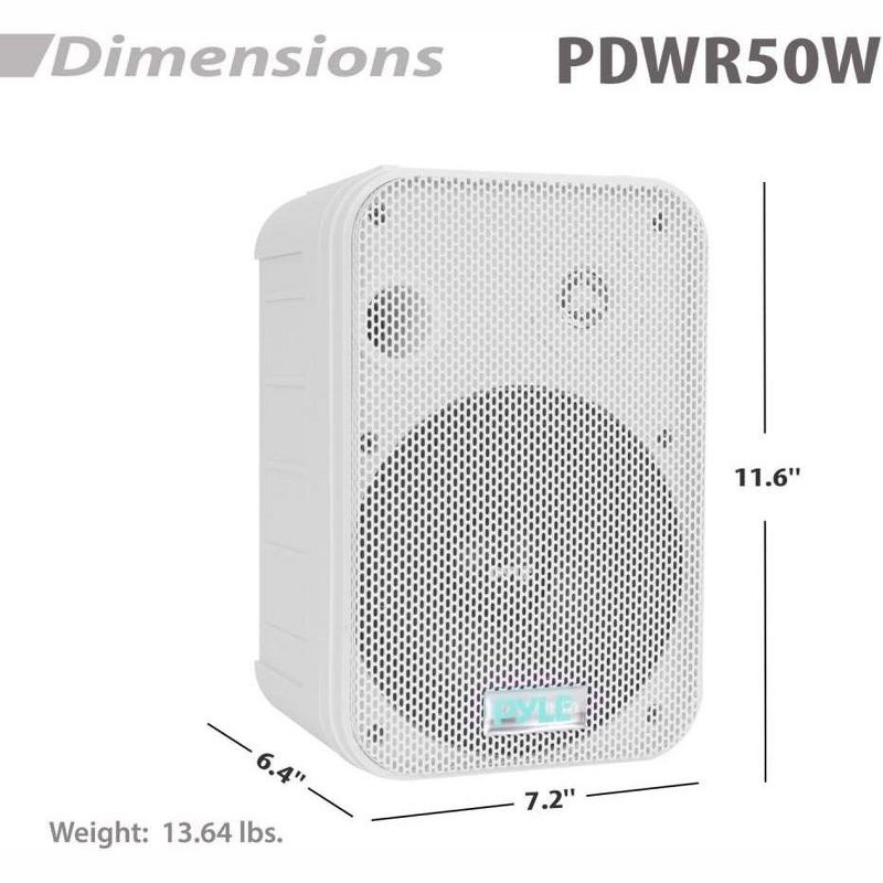 Pyle Home Dual Waterproof Outdoor Speaker System - White, 4 of 9