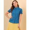 INSPIRE CHIC Women's Short Sleeve Button Down Peter Pan Collar Blouse - 4 of 4