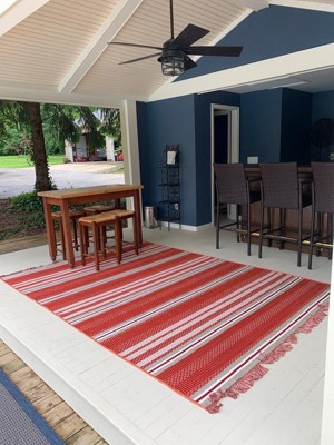 5' X 7' Global Stripe Outdoor Rug Neutral - Threshold™ : Target