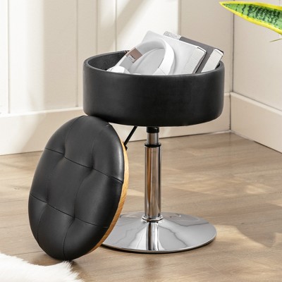 Arceso 360° Swivel Vanity Stool, Faux Leather with Storage, Height Adjustable Stool for Bathroom & Living Room