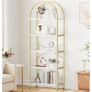 Five-tier display shelf, modern style, marble finish, suitable for art exhibitions, living rooms, and offices. - 1 of 1