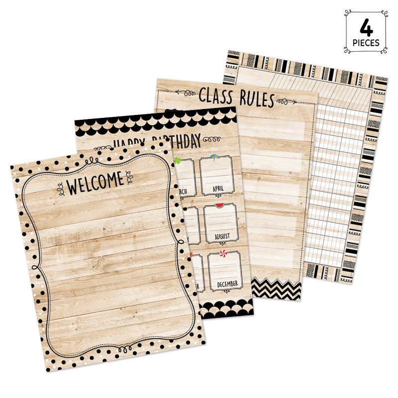 Creative Teaching Press® Core Decor Black, White, and Wood Classroom Essentials 4-Chart Pack, 2 of 6