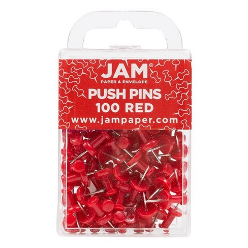 Jam Paper Colorful Push Pins - Round Head Map Thumb Tacks - Pushpins - 100  Per Pack
