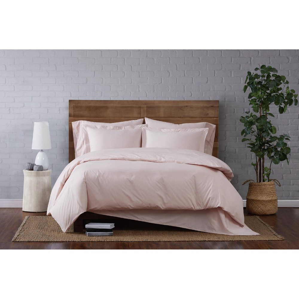 Photos - Bed Linen 3pc Full/Queen Classic Cotton Duvet Set Blush - Brooklyn Loom