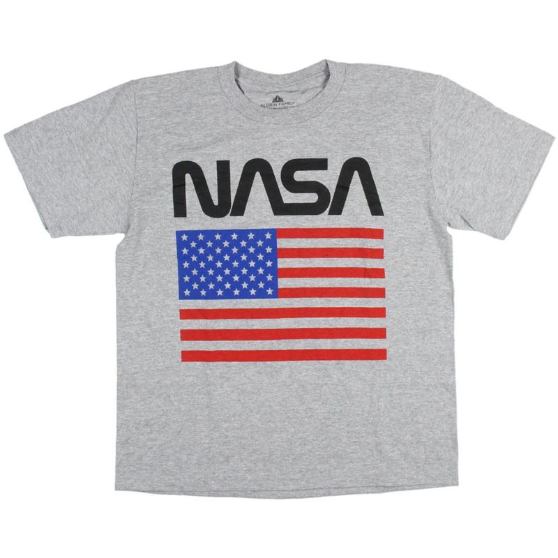 NASA Boys' American Flag NASA Logo Space Design T-Shirt Kids, 1 of 4