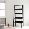 INFURNIC Decorative Bookshelf Wood Frame Bookshelf 5 Tier Ladder Shelf Modern Storage Organizer for Living Room, Black, 13"*24"*55" - 3 of 4