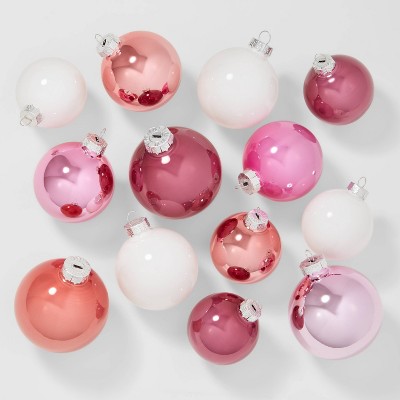 Photo 1 of 42ct Round Glass Christmas Tree Ornament Set White/Rose/Mauve/Plum - Wondershop