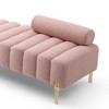 CAVINAS 53.2" Modern End of Bed Sofa Fabric Upholstered 2 Seater Sofa Couch Fuzzy Sofa Stool with Gold Metal Legs - 2 of 4