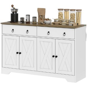 Kitchen Storage Sideboard, Farmhouse Buffet Cabinet with Barn Style Doors, Drawers, Adjustable Shelves - 1 of 4