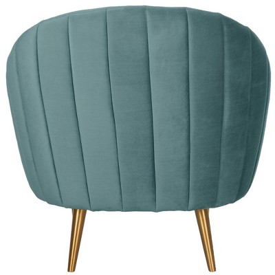 Razia Seafoam Velvet Barrel Arm Chair with Wood Legs