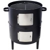 SEVOBAL Grill Cookware Heavy-Duty Steel Charcoal Smoker with Precise Temperature Control, Round Smoker for Grilling, Smoking, Black, 21.5"*17"*33.88" - 3 of 4