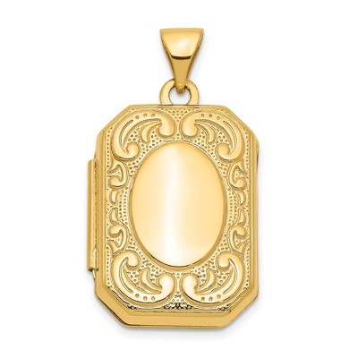 Black Bow Jewelry 14k Yellow Gold 20mm Scrolled Border Octagonal Locket