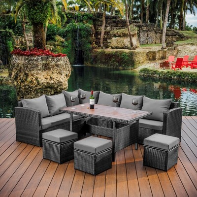 Nestl Outdoor Patio Dining Set - 7 Piece Wicker Patio Set With Dining ...