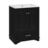 Akoasm 24.2 in. W Modern Ceramic Sink Combo Bathroom Vanity with Soft Closing Doors & Silver Handles-Black - 2 of 4