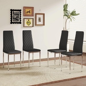 Sapphtopaz Modern Dining Chairs Set with Diamond Quilted High-Back PU Leather Dining Chair with Metal Legs Kitchen Chair for Dining Room - 1 of 4