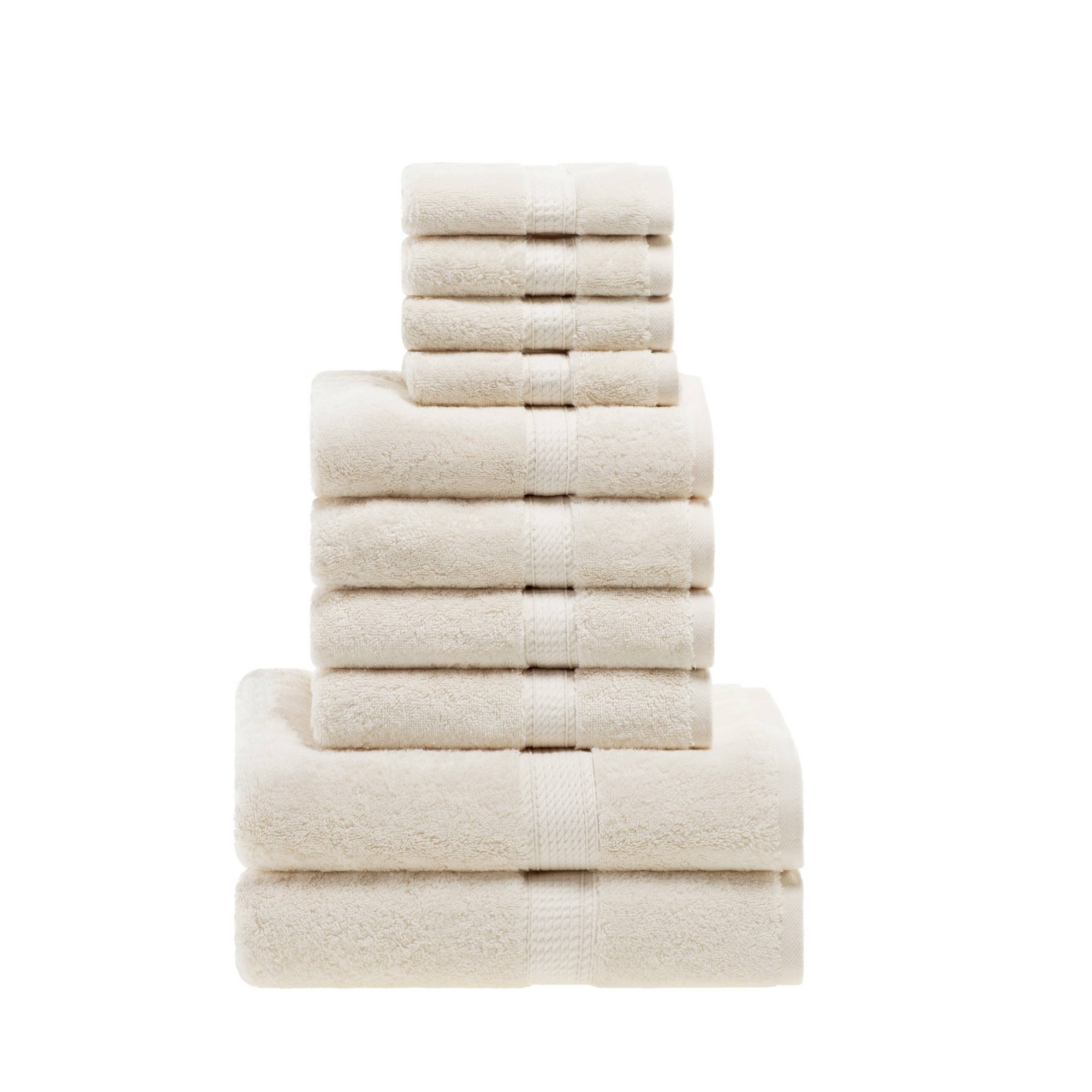 Luxury Egyptian Cotton Heavyweight Absorbant Ultra-Plush 10 Piece Towel Set, Cream - Blue Nile Mills