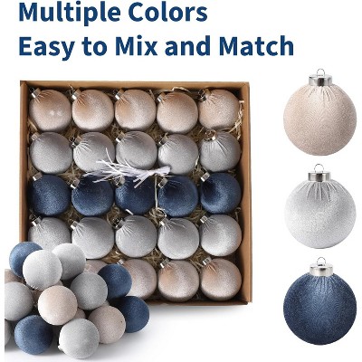 25Pcs Indoor Christmas Ball Ornaments, 3.15in Flocked Plastic Balls Hanging Decor for Xmas Tree, Home, Office, Holiday, Party, Wreaths, Fireplaces