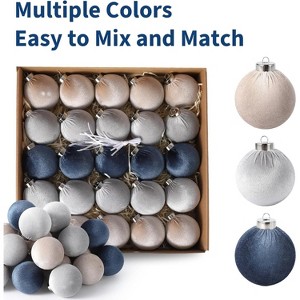 25Pcs Indoor Christmas Ball Ornaments, 3.15in Flocked Plastic Balls Hanging Decor for Xmas Tree, Home, Office, Holiday, Party, Wreaths, Fireplaces - 1 of 4