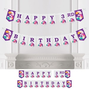 Big Dot of Happiness 3rd Birthday Roar Dinosaur Girl - Three Rex Dino Third Birthday Party Bunting Banner - Party Decorations - Happy 3rd Birthday - 1 of 4