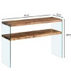 INFURNIC Desks Console Table with Tempered Glass Strong and Durable for Multi-Purpose Use and Stylish Storage, Brown, 43.3"*13.7"*29.5" - 3 of 4