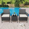 homfan 3 Piece Outdoor Patio Furniture Set, Wicker Bistro Table and Chairs Set, Patio Conversation Sets for Garden Front Porch Backyard Poolside Deck - 2 of 4
