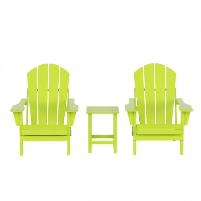 WestinTrends Malibu HDPE Outdoor Patio Folding Poly Adirondack Conversation Set (3-Piece)
