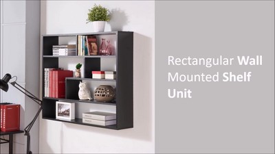Modern Weathered Oak Floating Wall Shelf Unit, 40" x 6"