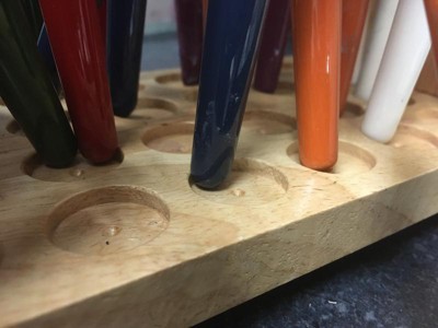 Wooden Paint Brush Holder for 44 Brushes - Desk Stand Paintbrush Organ –  WoodArtSupply
